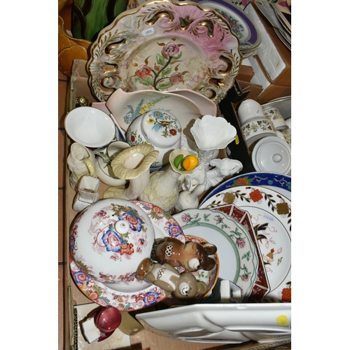 414 - TWO  BOXES AND LOOSE TEAWARES AND COLLECTOR'S PLATES, to include a Royal Stafford tea set, Royal Dou... 