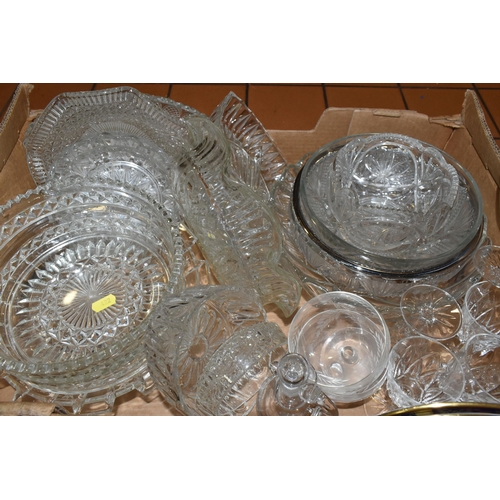 422 - THREE BOXES OF GLASSWARE AND CERAMICS, to include a T.G green Cornish kitchenware measuring jug, a T... 