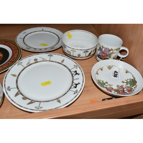 436 - A GROUP OF ROSENTHAL DINNERWARE, comprising two Versace 'Medusa' pattern dinner plates and two salad... 