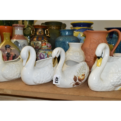 453 - A COLLECTION OF CERAMIC VASES, to include largely modern pieces, some of an Oriental style, a small ... 