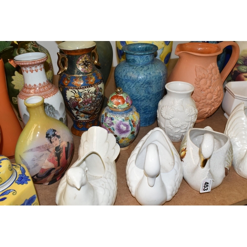 453 - A COLLECTION OF CERAMIC VASES, to include largely modern pieces, some of an Oriental style, a small ... 