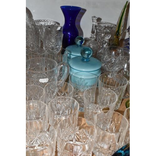 454 - A QUANTITY OF GLASSWARE, to include a pair of Thomas Webb tumblers, five Italian 'Linea Deg' wine gl... 