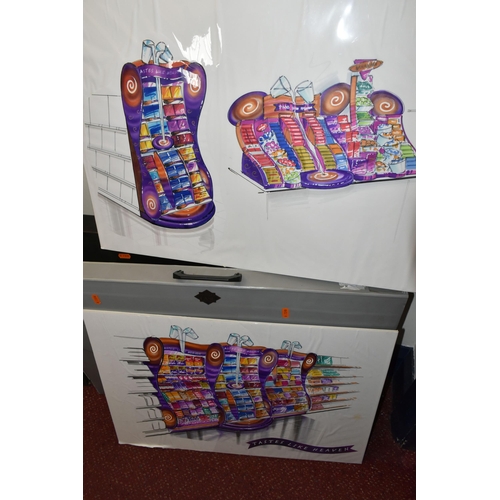 464 - THREE FOLDERS OF CADBURY'S ADVERTISING DESIGNS, comprising original drawings and watercolours togeth... 