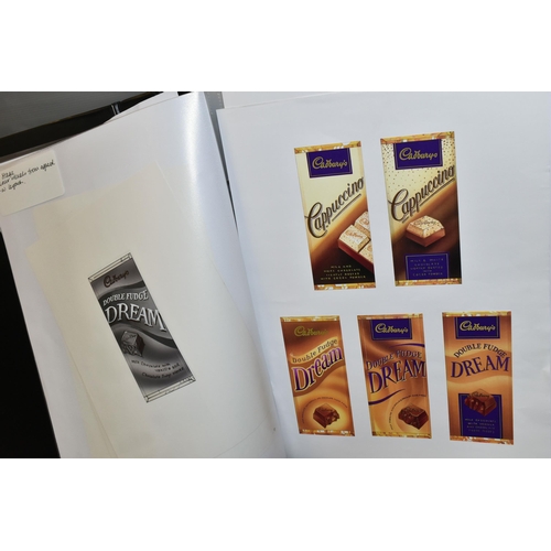 464 - THREE FOLDERS OF CADBURY'S ADVERTISING DESIGNS, comprising original drawings and watercolours togeth... 