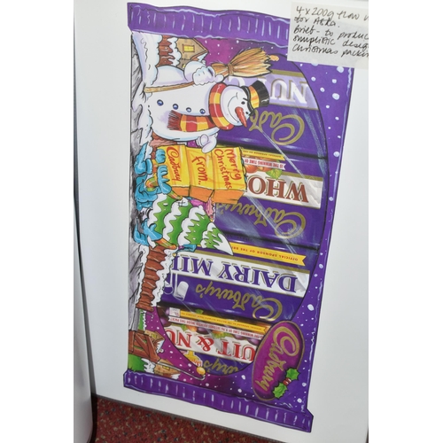 464 - THREE FOLDERS OF CADBURY'S ADVERTISING DESIGNS, comprising original drawings and watercolours togeth... 