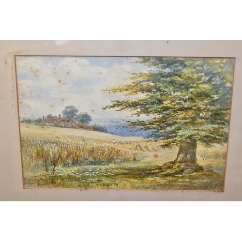 465 - SIX OILS AND WATERCOLOUR PAINTINGS, comprising R. Warren Warren (19th/20th Century) a landscape depi... 