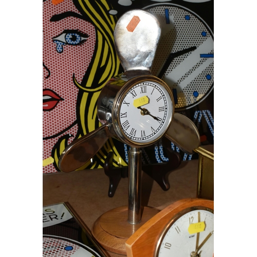 468 - THREE NEXT POP ART GLASS WALL CLOCKS, Nextime 'See You' design, size 43cm x 43cm battery operated, t... 