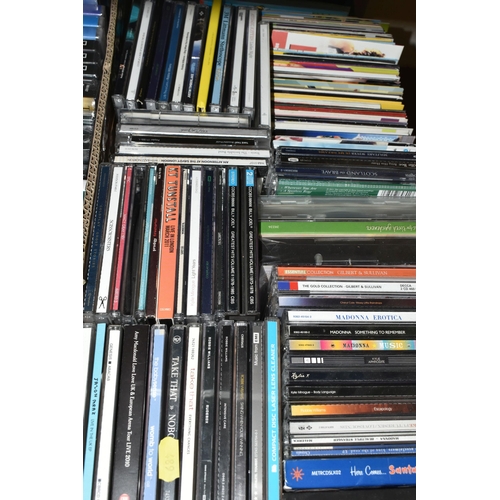 489 - FOUR BOXES OF CDS AND DVDS, over sixty CDs BBC Planet Earth,  to include artists Take That, Genesis,... 