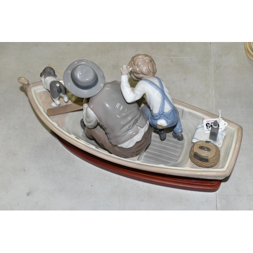 506 - LLADRO 'FISHING WITH GRAMPS' Figure Group No 5215, 38cm long, plus base, issued 1984 (1) (Condition ... 