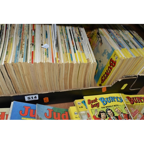 514 - THREE BOXES OF CHILDREN'S MAGAZINES AND COMICS,(several hundred) to include Misty, Tammy, Tracy, Jin... 