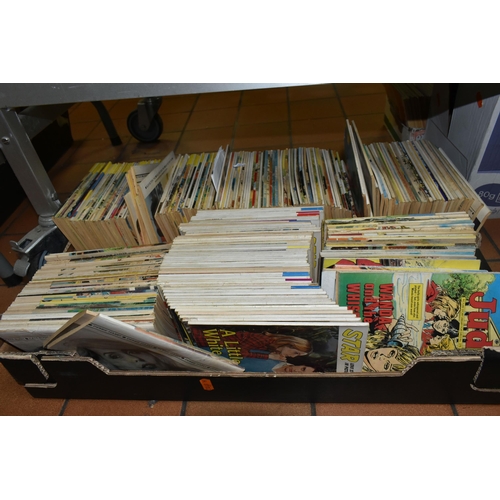 514 - THREE BOXES OF CHILDREN'S MAGAZINES AND COMICS,(several hundred) to include Misty, Tammy, Tracy, Jin... 