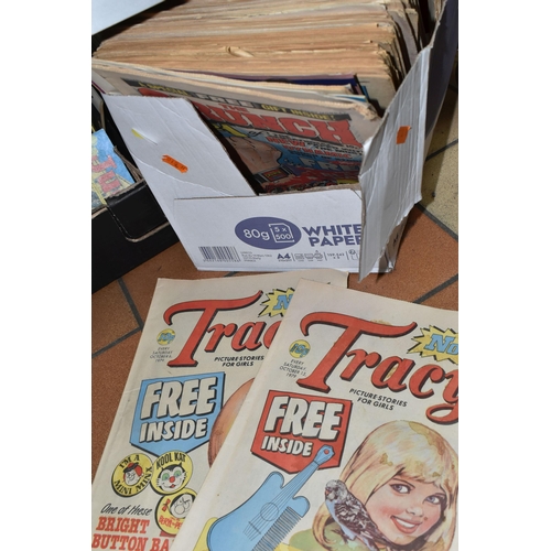 514 - THREE BOXES OF CHILDREN'S MAGAZINES AND COMICS,(several hundred) to include Misty, Tammy, Tracy, Jin... 