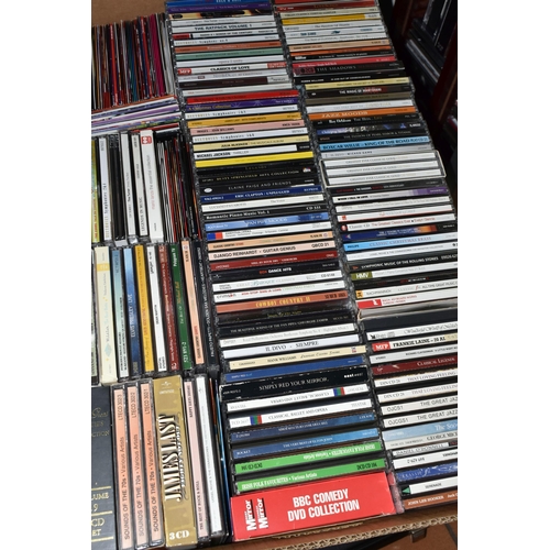 517 - FOUR BOXES, TWO CD RACKS AND ONE CASE, containing a large collection of (several hundred) CD's, Cass... 