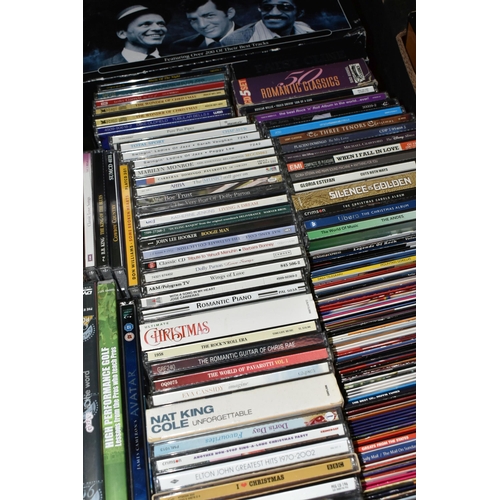 517 - FOUR BOXES, TWO CD RACKS AND ONE CASE, containing a large collection of (several hundred) CD's, Cass... 