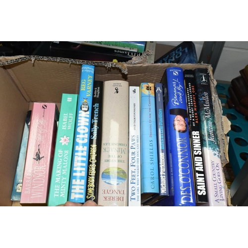 519 - TWO BOXES OF BOOKS containing twenty four titles signed by the authors, in alphabetical order: Jeffr... 