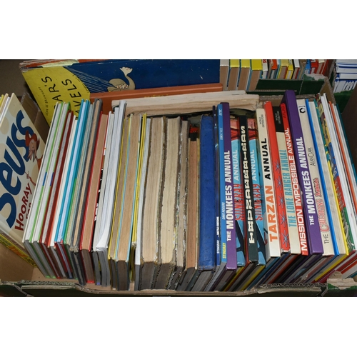 487 - FOUR BOXES OF BOOKS & MAGAZINES containing approximately ninety-five book titles in hardback and pap... 