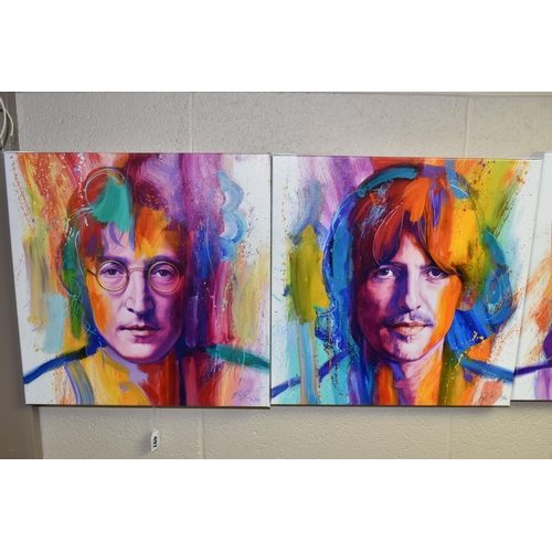 497 - BOB GOLDSBOROUGH (BRITISH CONTEMPORARY) THE BEATLES, four signed limited edition box canvas prints, ... 