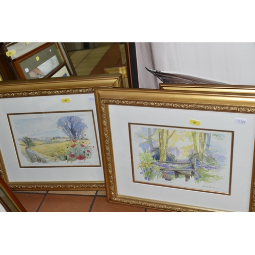 499 - A QUANTITY OF PICTURES AND MIRRORS ETC, to include a coastal maritime oil on board signed Passeur, a... 