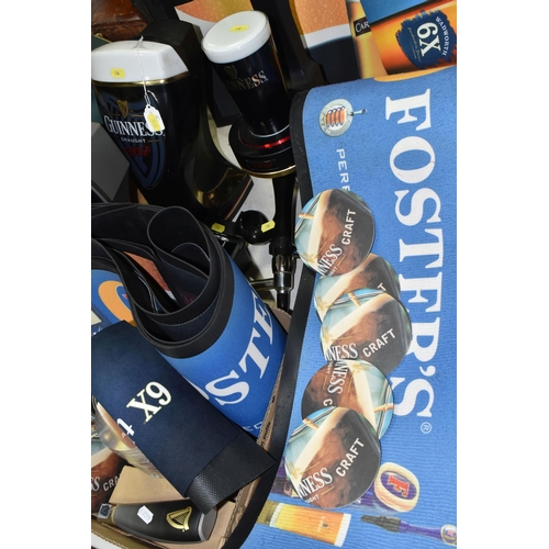 530 - A BOX AND LOOSE BREWING RELATED ITEMS, to include Guinness beer pump signs, Guinness branded beer ta... 