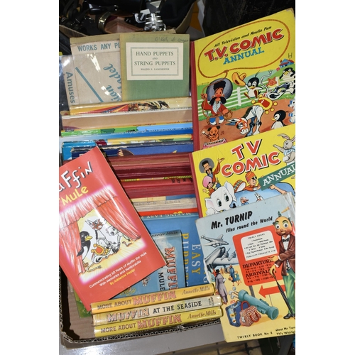 532 - ONE BOX OF PUPPET BOOKS AND EPHEMERA, to include four 'Muffin' books by Annette Mills (two 1st editi... 