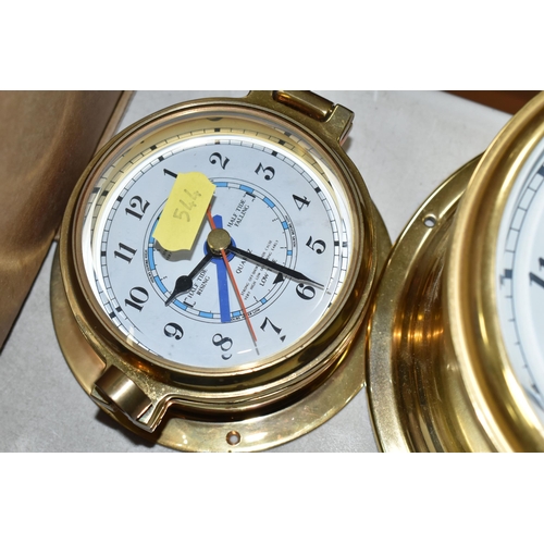 544 - TWO HERMLE QUARTZ SHIP STYLE CLOCKS, diameter of the largest clock approximately 15cm (2)