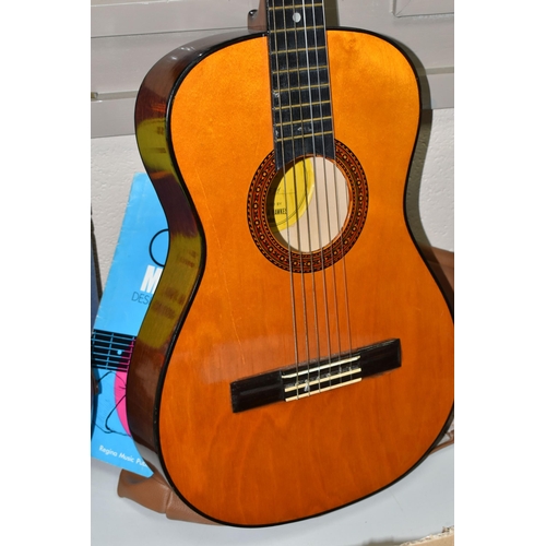 558 - A VITTORO GUITAR,  six string acoustic, three quarter size, model 531, with soft faux leather case a... 