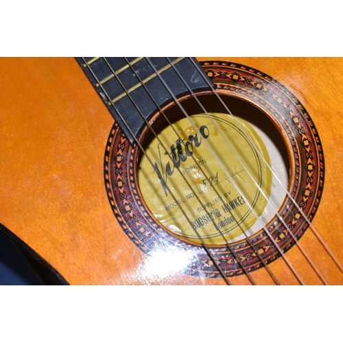 558 - A VITTORO GUITAR,  six string acoustic, three quarter size, model 531, with soft faux leather case a... 