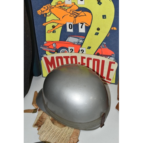 559 - AN ORIGINAL HERBERT JOHNSON CRASH HELMET, vintage silver helmet, original and unrestored inside, out... 