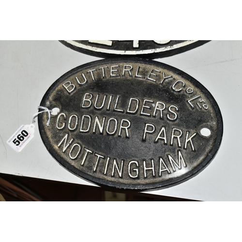 560 - THREE CAST RAILWAY SIGNS, comprising a  Midland 'Standard 13 Tons' wagon plate, an oval bridge plate... 