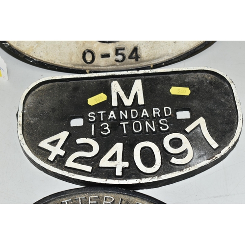 560 - THREE CAST RAILWAY SIGNS, comprising a  Midland 'Standard 13 Tons' wagon plate, an oval bridge plate... 