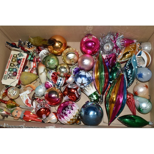 562 - TWO BOXES OF VINTAGE CHRISTMAS BAUBLES, ETC (2 BOXES)