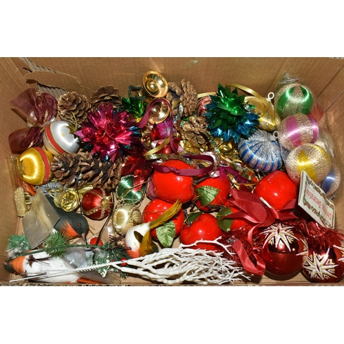 562 - TWO BOXES OF VINTAGE CHRISTMAS BAUBLES, ETC (2 BOXES)