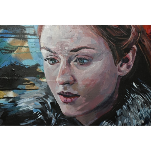 573 - ZINSKY (BRITISH CONTEMPORARY) 'SANSA STARK', a portrait of Sophie Turner as her Game of Thrones char... 