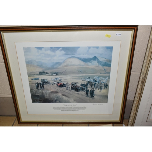 576 - SEVEN PAINTINGS AND PRINTS, comprising a Howard Hooker oil on board depicting a vintage sports car r... 