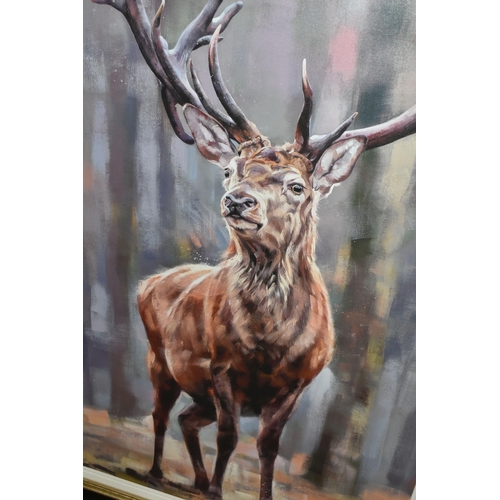 578 - DEBBIE BOON (BRITISH CONTEMPORARY), 'STANDING TALL', a signed limited edition print of a stag, 57/19... 