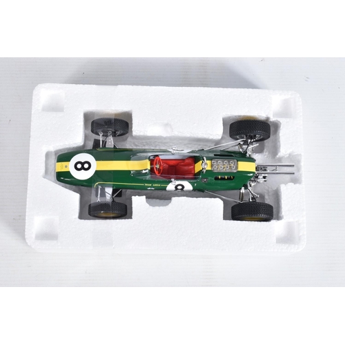 14 - A BOXED SPARK TEAM LOTUS TYPE 25 1963 WORLD CHAMPIONSHIP MODEL RACECAR, numbered 18S038, lotus green... 