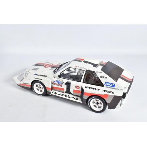 26 - A BOXED OTTO MOBLIE AUDI QUATRO S1 PIKES PEAK HILL CLIMB 1987 1:12 MODEL VEHICLE, numbered, painted ... 