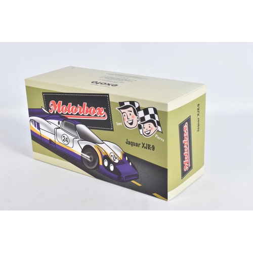 27 - A BOXED EXOTO MOTORBOX JAGUAR XJR-9LM 1988 1:18 MODEL RACECAR, numbered MTB00104, painted white with... 