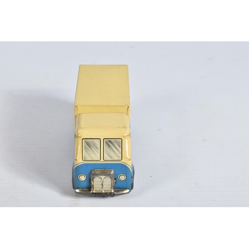 35 - A BOXED CHAD VALLEY TINPLATE CLOCKWORK BUFFET CAR, No.10134, blue and cream lithographed livery with... 