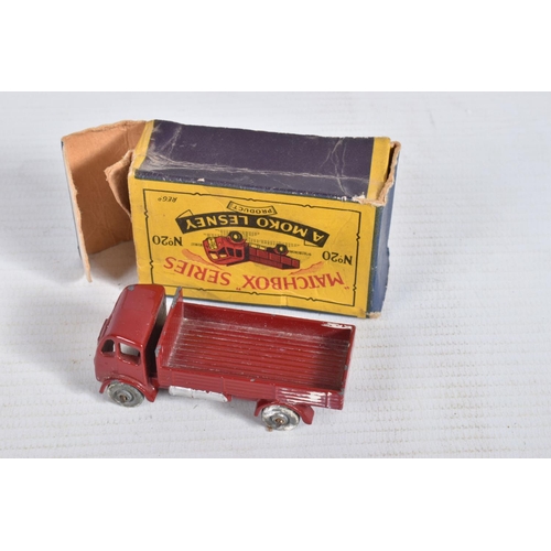 36 - FOUR BOXED LESNEY MATCHBOX DIE-CAST VEHICLES, to include a B.P. Tanker, number 25, white tank, yello... 