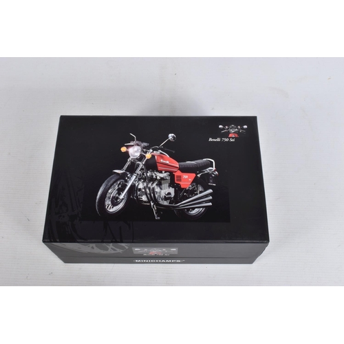 37 - TWO BOXED MINICHAMPS PAULS MODEL ART CLASSIC BIKE SERIES 1:12 MODEL MOTORBIKES, a Laverda Jota 180 1... 