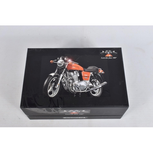 37 - TWO BOXED MINICHAMPS PAULS MODEL ART CLASSIC BIKE SERIES 1:12 MODEL MOTORBIKES, a Laverda Jota 180 1... 