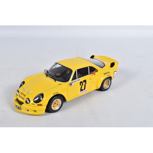 38 - A BOXED OTTO MOBILE RENAULT ALPINE A110 1800S GR.5 1:18 MODEL VEHICLE, numbered OT092 UVI, yellow bo... 