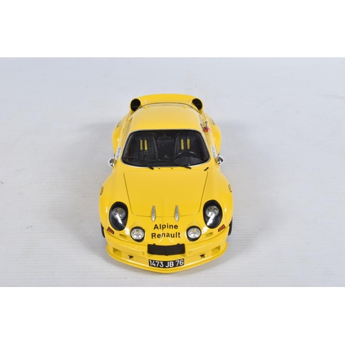 38 - A BOXED OTTO MOBILE RENAULT ALPINE A110 1800S GR.5 1:18 MODEL VEHICLE, numbered OT092 UVI, yellow bo... 