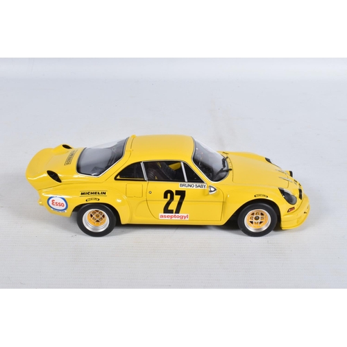 38 - A BOXED OTTO MOBILE RENAULT ALPINE A110 1800S GR.5 1:18 MODEL VEHICLE, numbered OT092 UVI, yellow bo... 