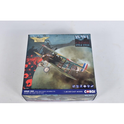 40 - THREE BOXED CORGI LIMITED EDITION AVIATION ARCHIVE 1:48 MODEL MILITARY AIRCRAFTS, the first a Albatr... 