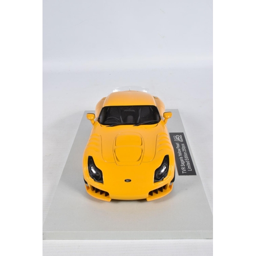 41 - A BOXED LS COLLECTABLES TVR SAGARIS 2005 1:18 MODEL VEHICLE, numbered LS008B, in colourway 'Yellow P... 