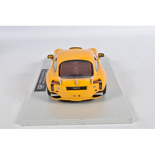 41 - A BOXED LS COLLECTABLES TVR SAGARIS 2005 1:18 MODEL VEHICLE, numbered LS008B, in colourway 'Yellow P... 