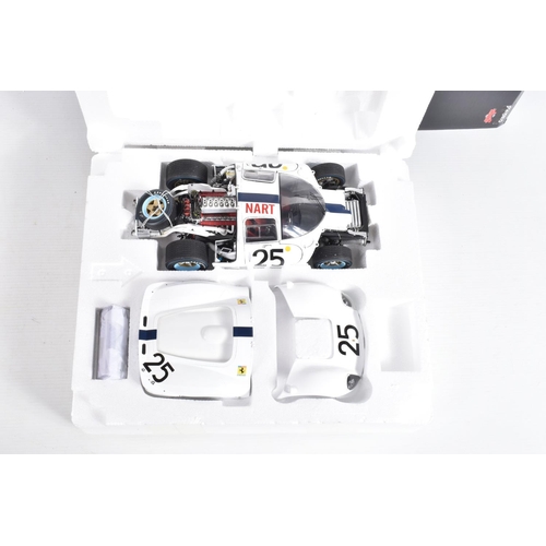 7 - A BOXED LIMITED EDITION GMP NART FERRARI 412 P 1:18 MODEL VEHICLE, numbered G1804114, white painted ... 