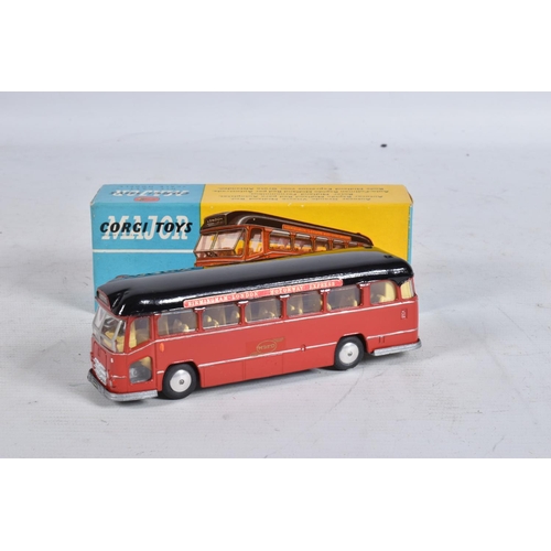 54 - TWO BOXED CORGI MAJOR TOYS B.M.M.O. MIDLAND RED MOTORWAY EXPRESS COACHES, No.1120, both have had som... 